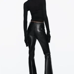 パンツ ZARA fake leather flarepants bell bottom STRETCH FLARE PANTS - Black | ZARA United States